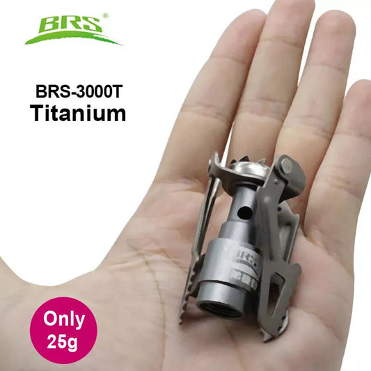 BRS-3000T Outdoor Gas Stove - Portable Mini Titanium Camping Gas Burner for Survival, Pocket Picnic Cooker