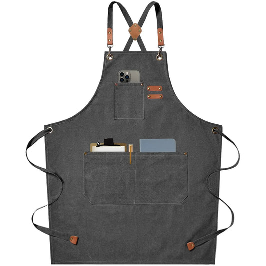 Fashion Canvas Kitchen Aprons - Unisex Chef Work Apron for Grill, Restaurant, Bar, Cafe, Beauty Studio