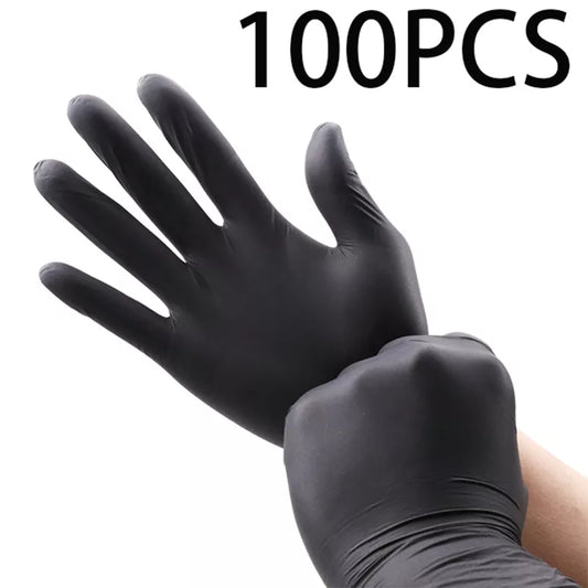 100 Pack Disposable Black Nitrile Gloves - Household Cleaning, Gardening, Kitchen Safety Tools