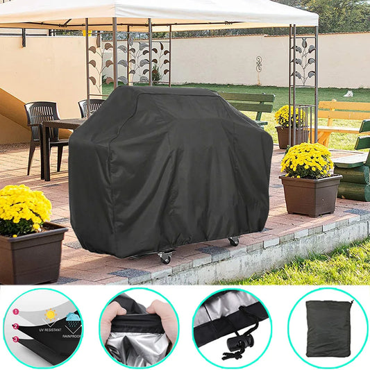 Heavy Duty Waterproof BBQ Grill Cover - Outdoor Round Barbecue Cover, Dust and Rain Protection