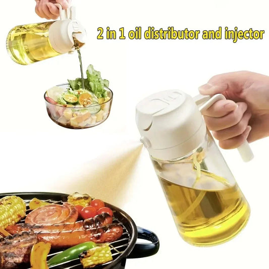 2-in-1 500ml Plastic Oil Sprayer Bottle - Oil Dispenser for BBQ, Baking, Roasting, Picnic