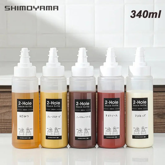 SHIMOYAMA 340ml Condiment Squeeze Bottles - Ketchup, Mustard, Hot Sauce, Honey Dispenser