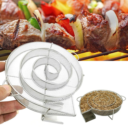 Stainless Steel Round Cold Smoke Generator - BBQ Tool for Hot and Cold Smoking Salmon, Cheese, Pork