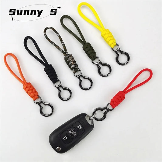 Paracord Braided Woven Keychain Lanyard Buckle - Emergency Survival Bagpack Key Ring Wristlet Strap Car Trinket Key Holder